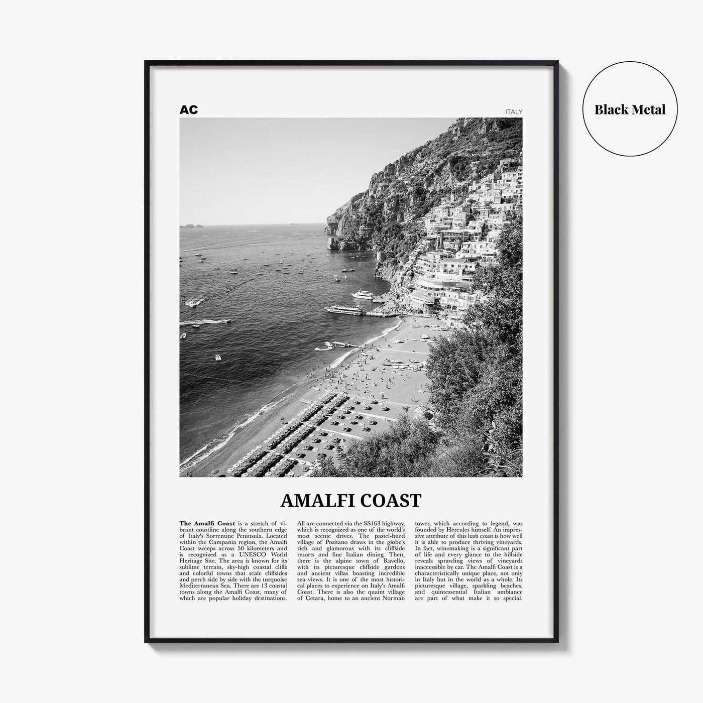 Amalfi Coast Print Black and White, Amalfi Coast Wall Art, Amalfi Coast Poster, Amalfi Coast Photo, Amalfi Coast Wall Décor, Amalfi Map