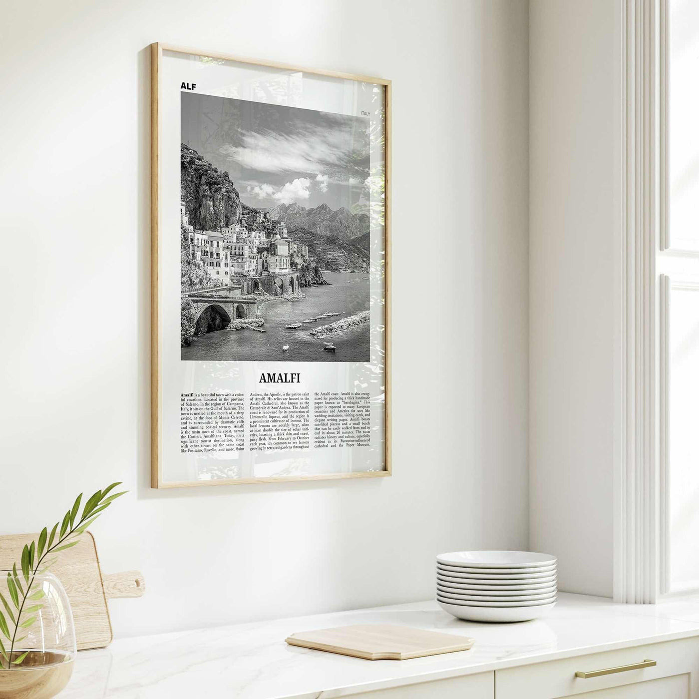 Amalfi Print Black and White No 1, Amalfi Wall Art, Amalfi Poster, Amalfi Photo, Amalfi Wall Decor, City Print, Italy, Amalfitana, Italia