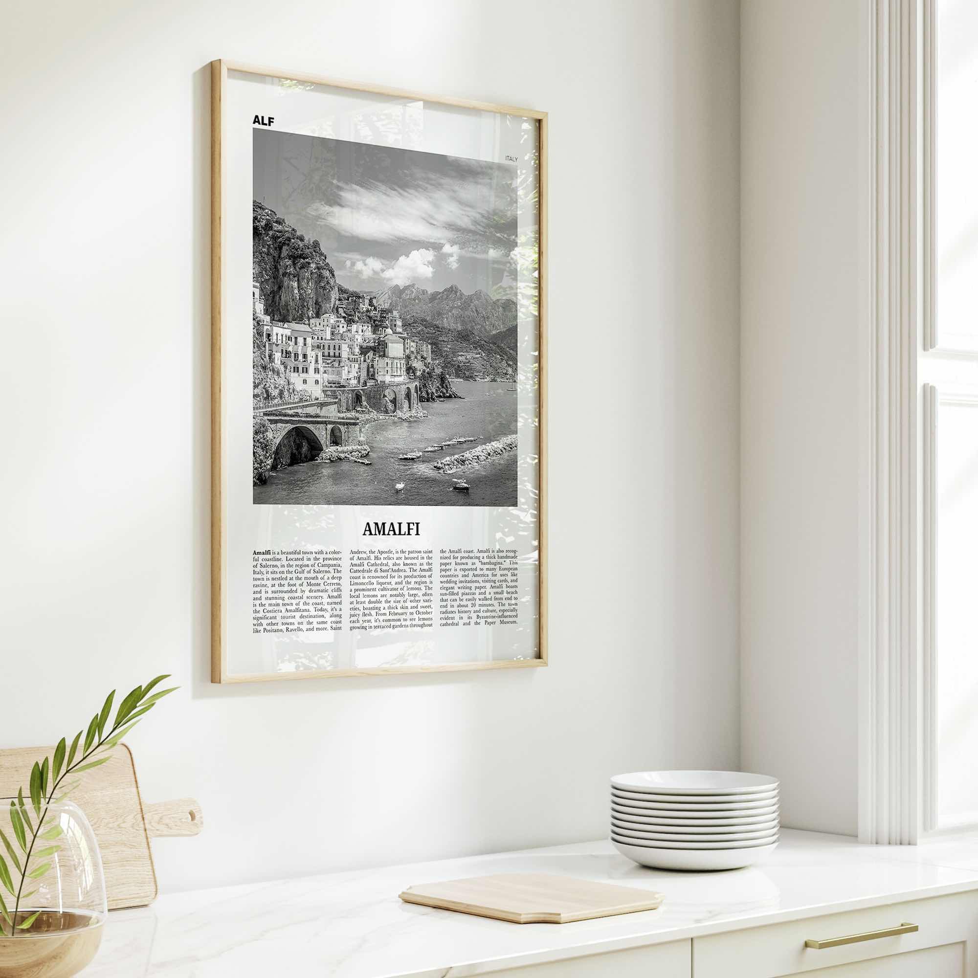 Amalfi Print Black and White No 1, Amalfi Wall Art, Amalfi Poster, Amalfi Photo, Amalfi Wall Decor, City Print, Italy, Amalfitana, Italia