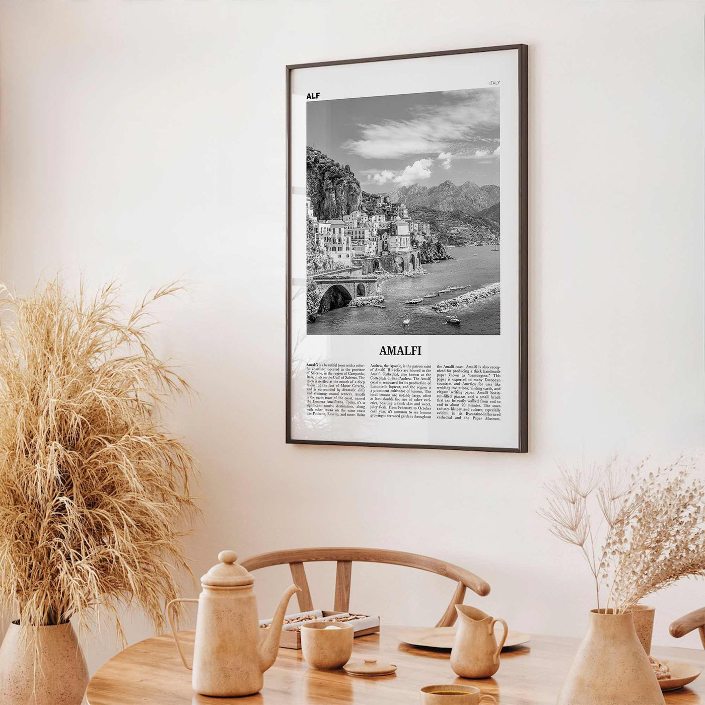 Amalfi Print Black and White No 1, Amalfi Wall Art, Amalfi Poster, Amalfi Photo, Amalfi Wall Decor, City Print, Italy, Amalfitana, Italia