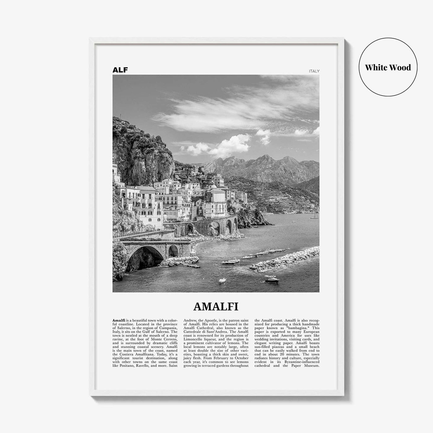 Amalfi Print Black and White No 1, Amalfi Wall Art, Amalfi Poster, Amalfi Photo, Amalfi Wall Decor, City Print, Italy, Amalfitana, Italia