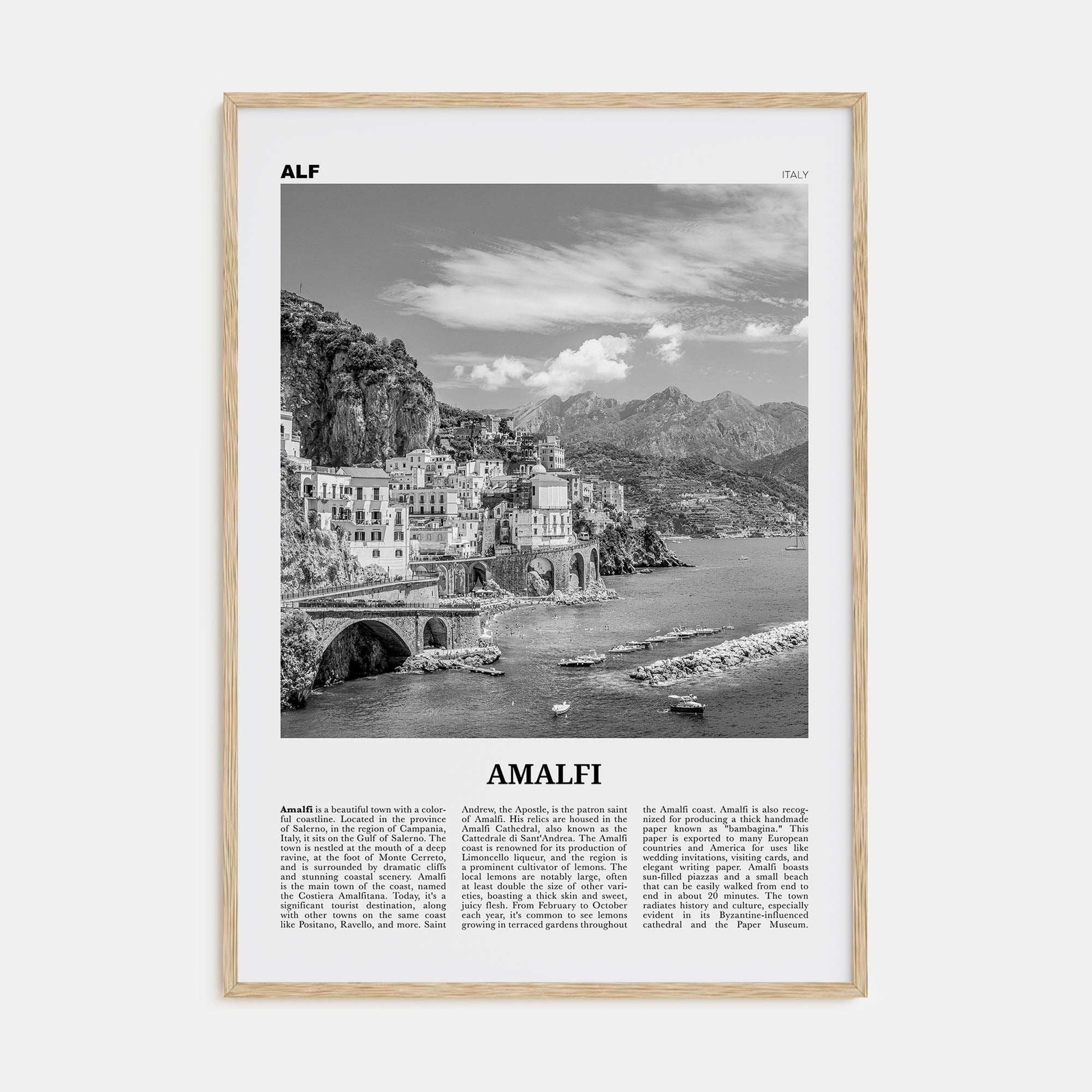 Amalfi Travel B&W No 1 Poster