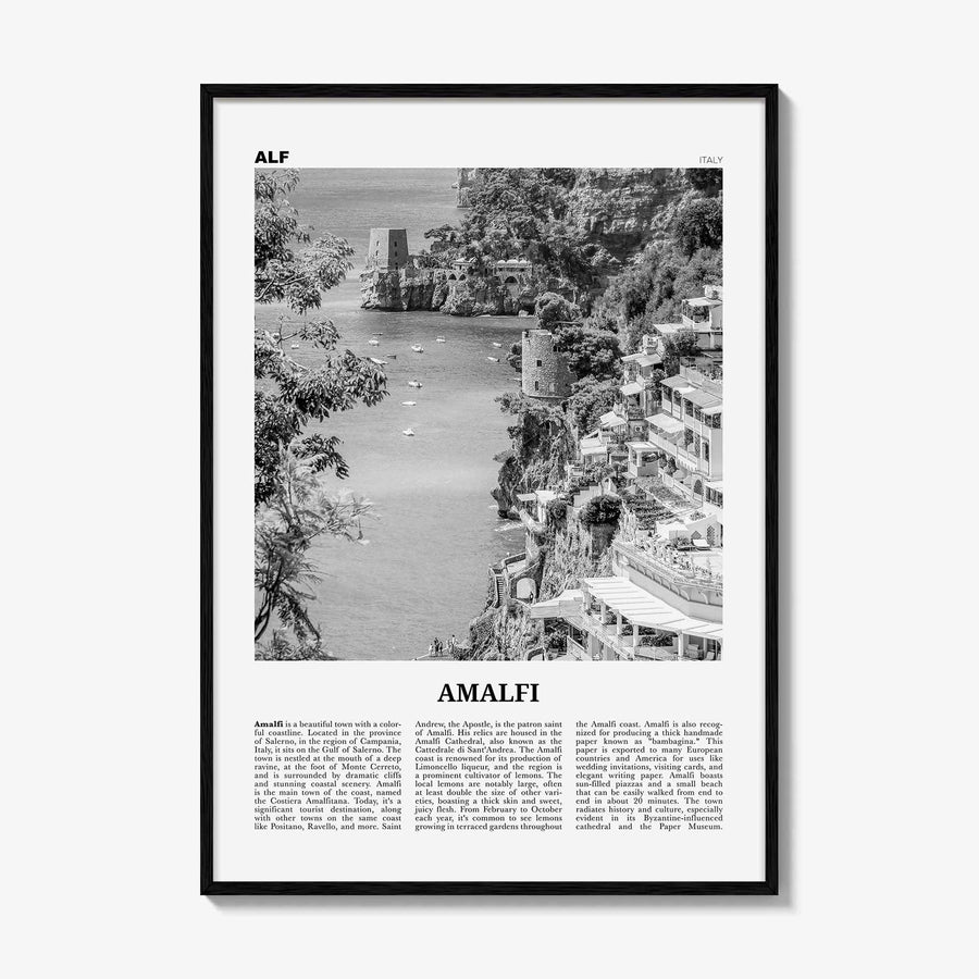 Amalfi Print Black and White No 2, Amalfi Wall Art, Amalfi Poster, Amalfi Photo, Amalfi Wall Decor, City Print, Italy, Amalfitana, Italia