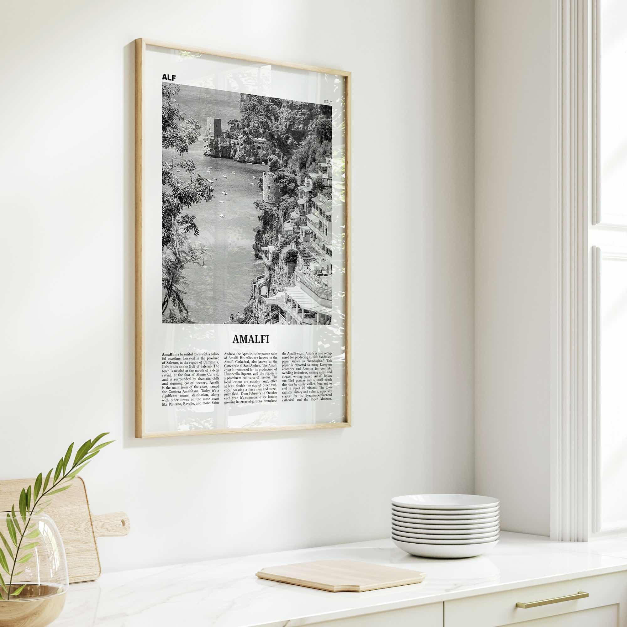 Amalfi Print Black and White No 2, Amalfi Wall Art, Amalfi Poster, Amalfi Photo, Amalfi Wall Decor, City Print, Italy, Amalfitana, Italia