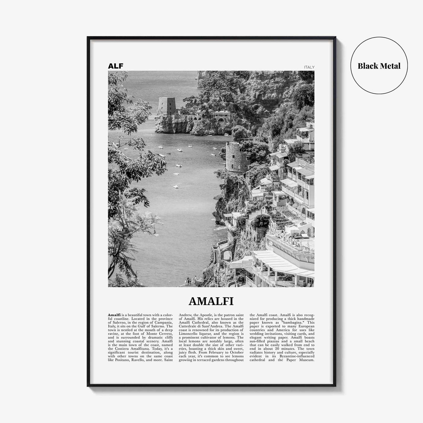 Amalfi Print Black and White No 2, Amalfi Wall Art, Amalfi Poster, Amalfi Photo, Amalfi Wall Decor, City Print, Italy, Amalfitana, Italia