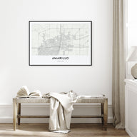 Amarillo Map Landscape Poster