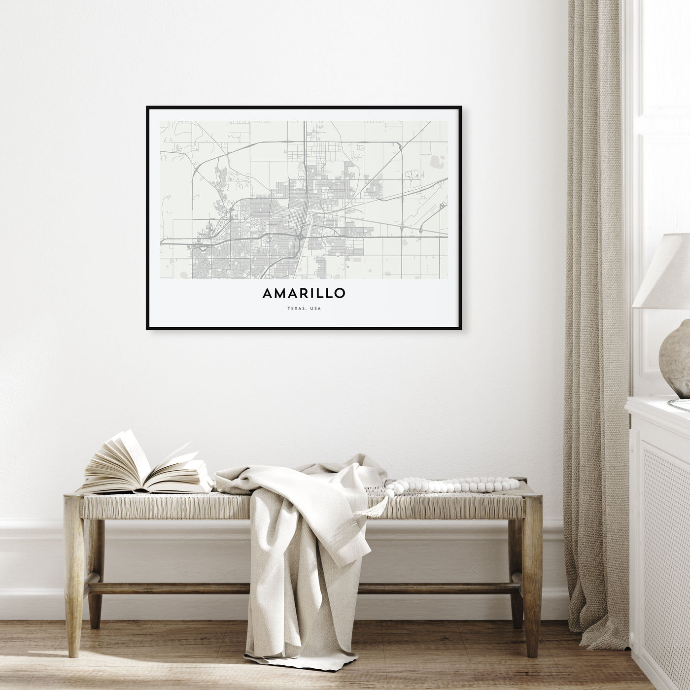 Amarillo Map Landscape Poster