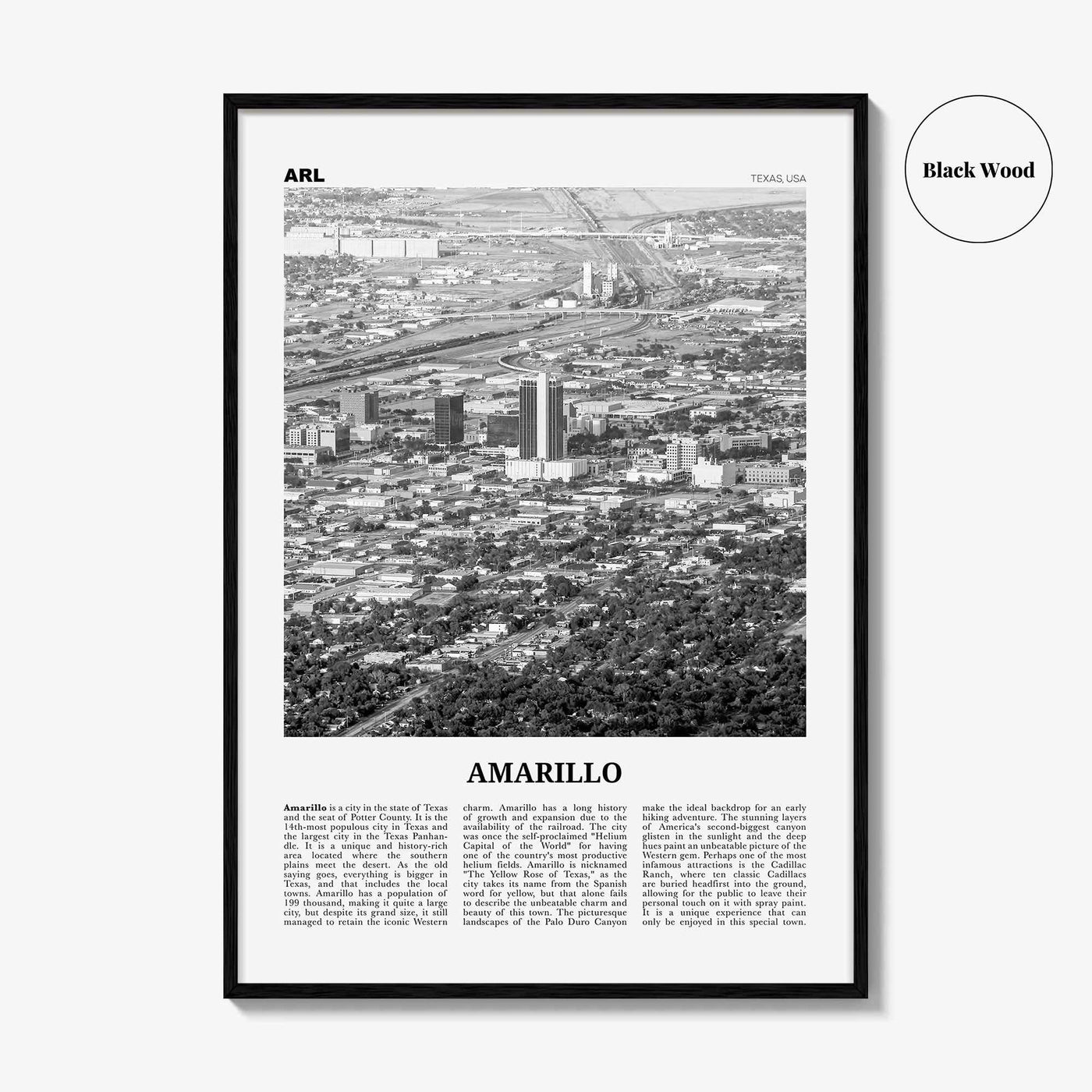 Amarillo Print Black and White, Amarillo Wall Art, Amarillo Poster, Amarillo Photo, Amarillo Wall Décor, Texas, USA, United States