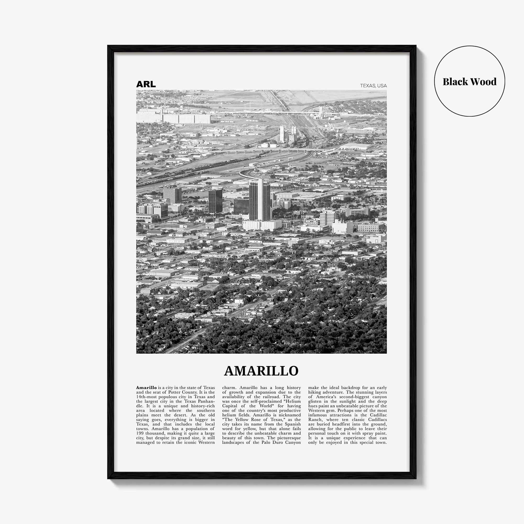Amarillo Print Black and White, Amarillo Wall Art, Amarillo Poster, Amarillo Photo, Amarillo Wall Décor, Texas, USA, United States