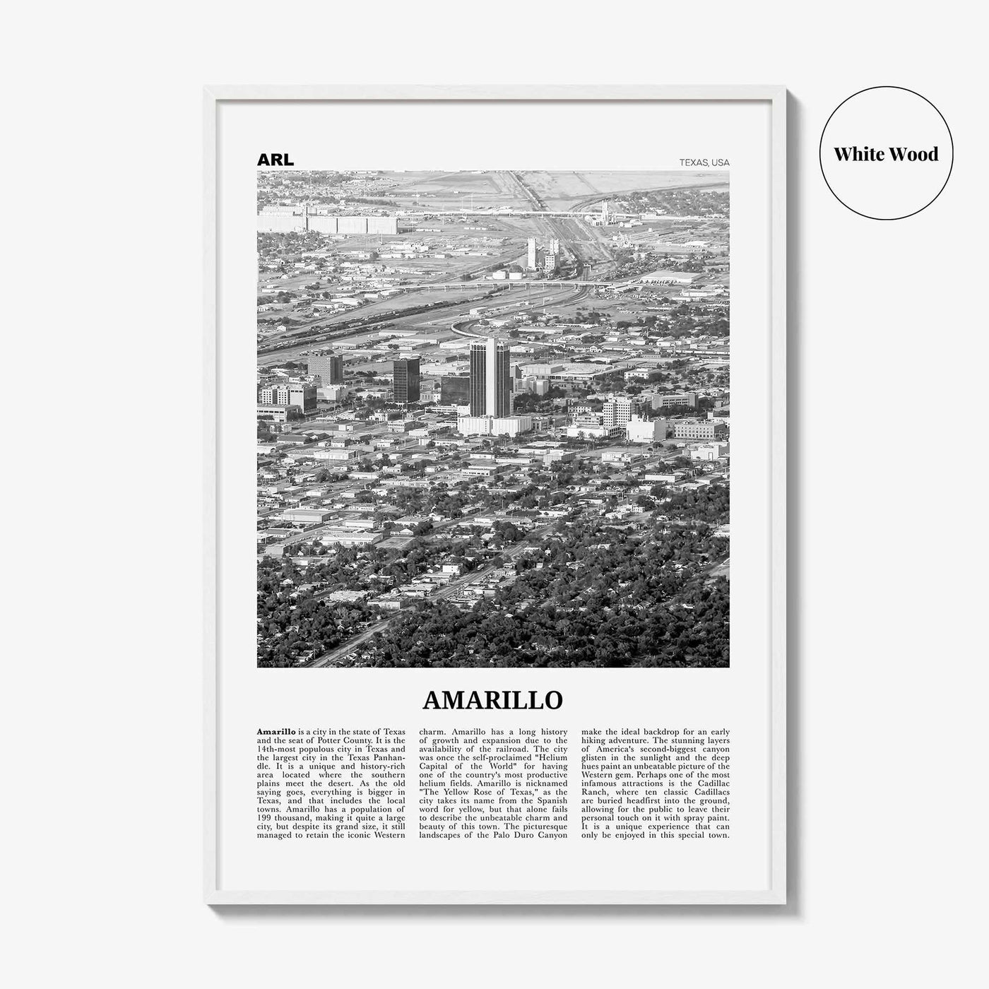 Amarillo Print Black and White, Amarillo Wall Art, Amarillo Poster, Amarillo Photo, Amarillo Wall Décor, Texas, USA, United States