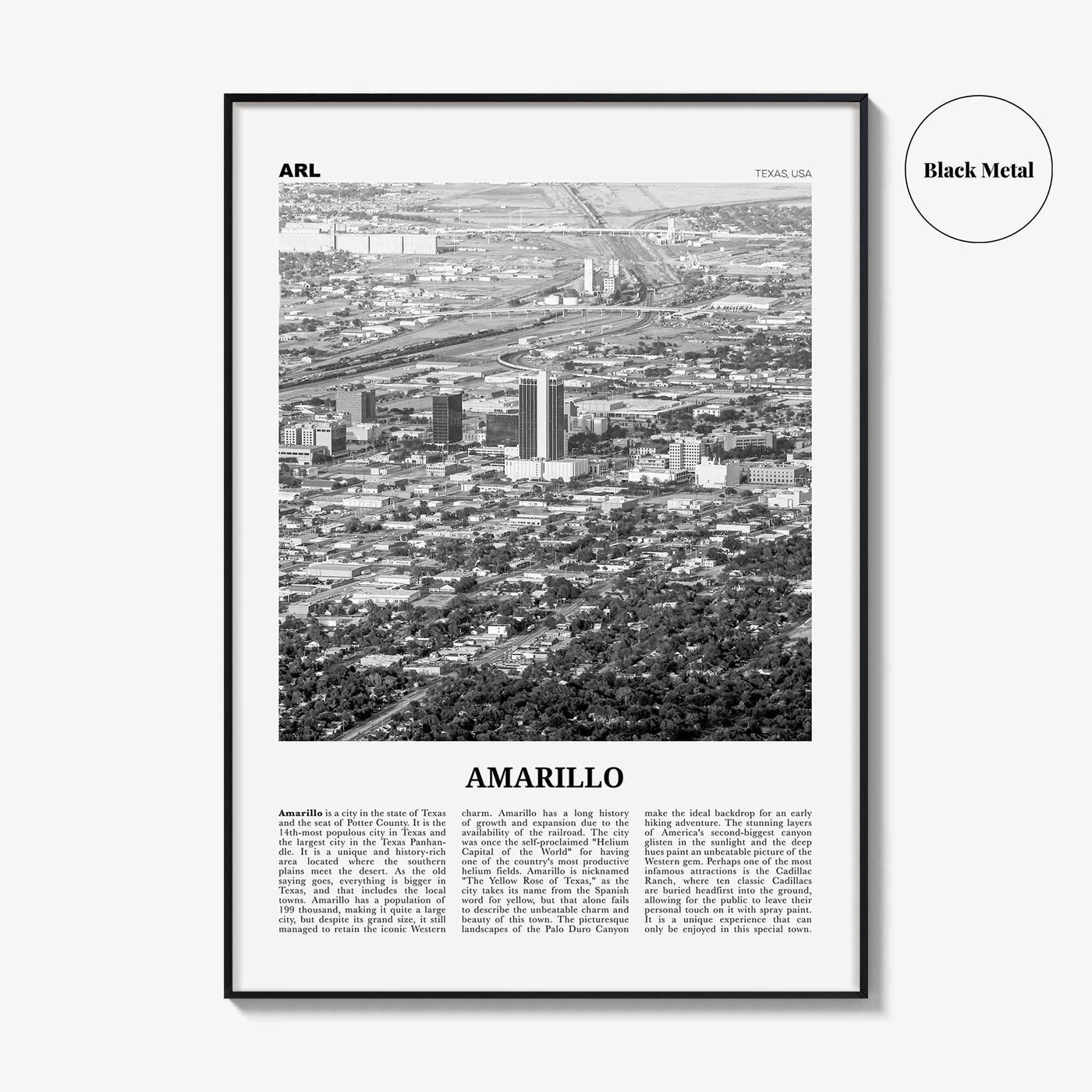 Amarillo Print Black and White, Amarillo Wall Art, Amarillo Poster, Amarillo Photo, Amarillo Wall Décor, Texas, USA, United States