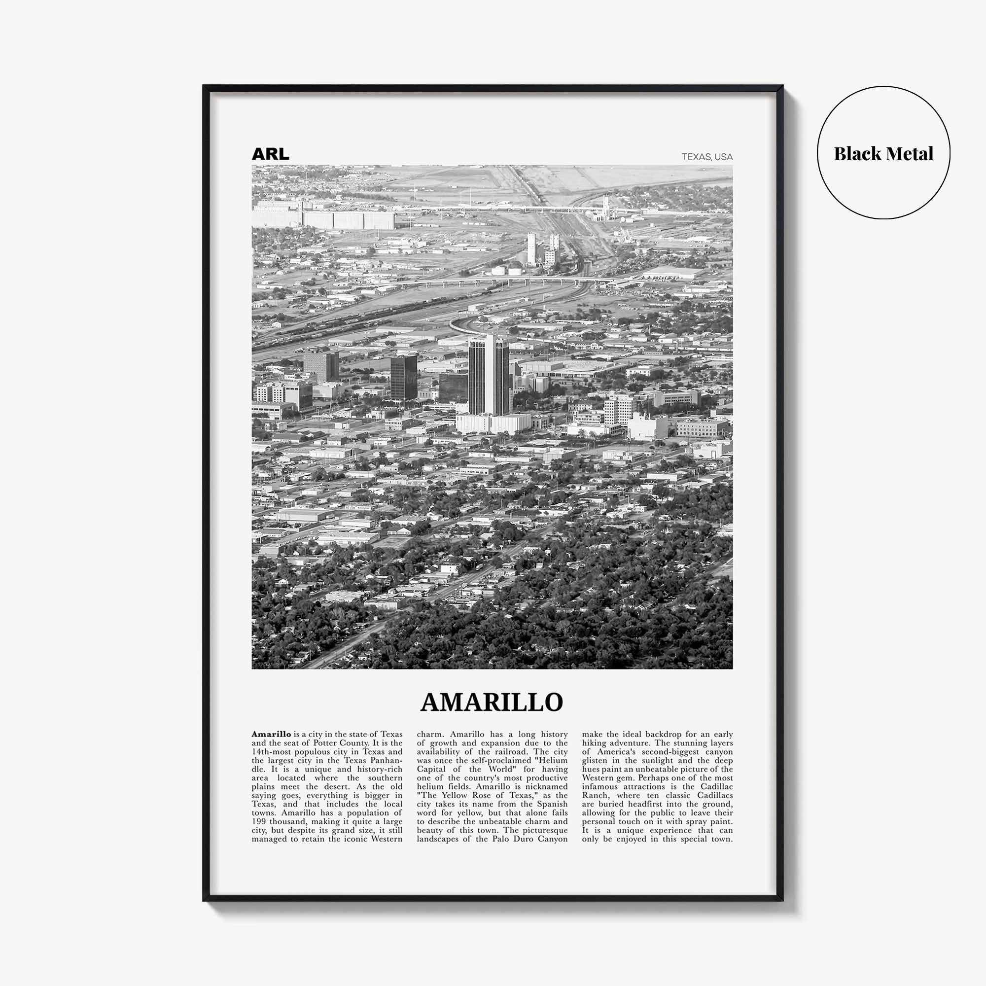 Amarillo Print Black and White, Amarillo Wall Art, Amarillo Poster, Amarillo Photo, Amarillo Wall Décor, Texas, USA, United States