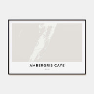 Ambergris Caye Map Landscape Poster