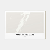 Ambergris Caye Map Landscape Poster