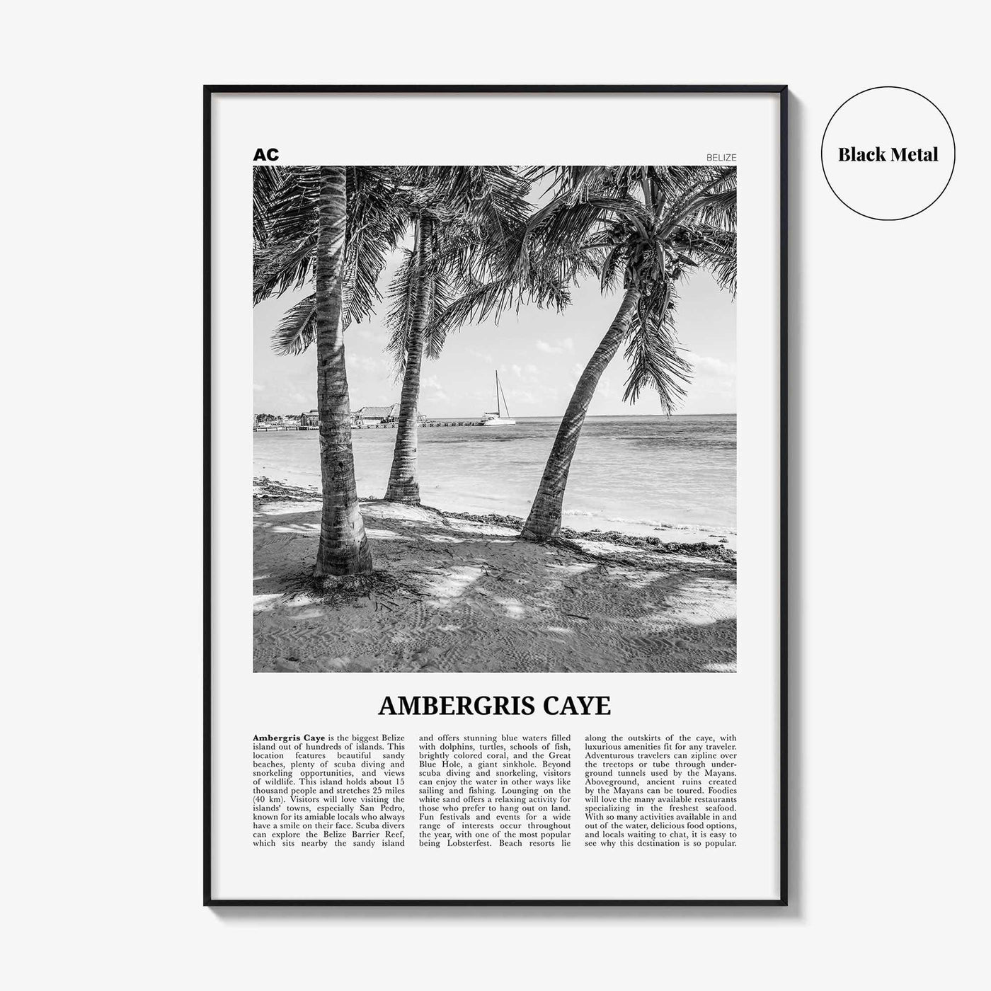 Ambergris Caye Print Black and White, Ambergris Caye Wall Art, Ambergris Caye Poster, Ambergris Caye Photo, Ambergris Caye Decor, Belize