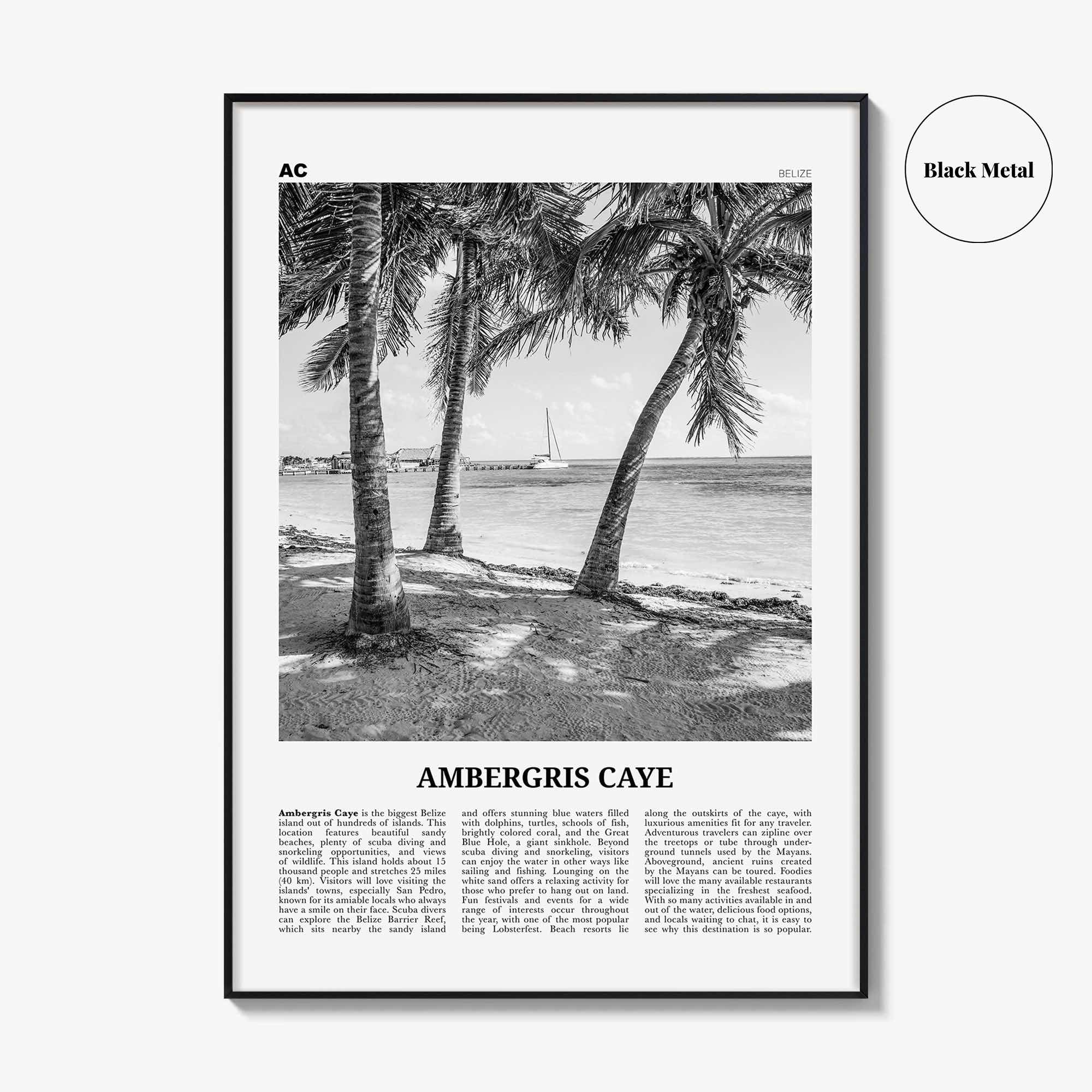 Ambergris Caye Print Black and White, Ambergris Caye Wall Art, Ambergris Caye Poster, Ambergris Caye Photo, Ambergris Caye Decor, Belize