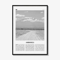 Amboseli Print Black and White, Amboseli Wall Art, Amboseli Poster, Amboseli Photo, Amboseli Wall Décor, Amboseli Map, Kenya