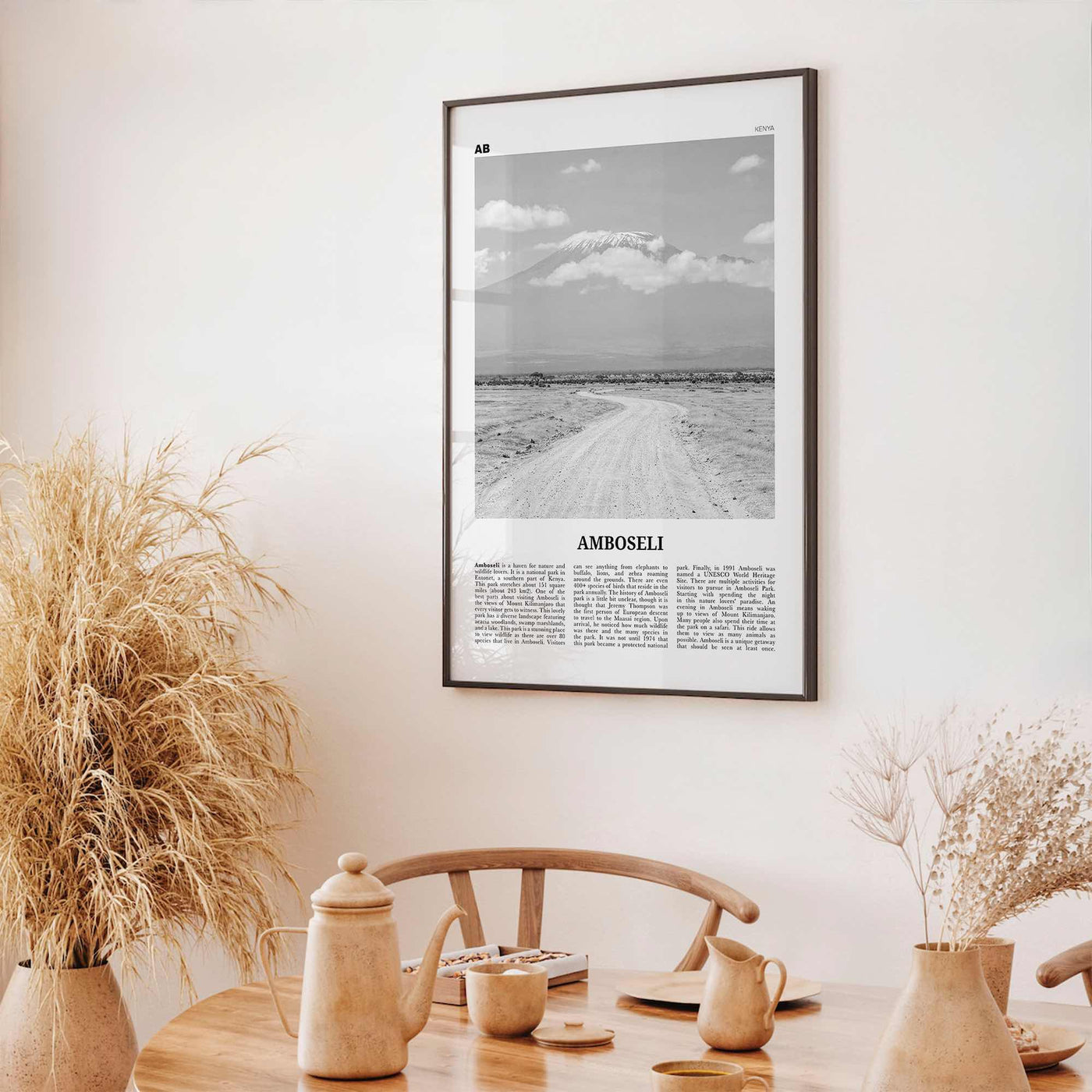 Amboseli Print Black and White, Amboseli Wall Art, Amboseli Poster, Amboseli Photo, Amboseli Wall Décor, Amboseli Map, Kenya