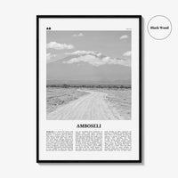 Amboseli Print Black and White, Amboseli Wall Art, Amboseli Poster, Amboseli Photo, Amboseli Wall Décor, Amboseli Map, Kenya