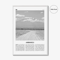 Amboseli Print Black and White, Amboseli Wall Art, Amboseli Poster, Amboseli Photo, Amboseli Wall Décor, Amboseli Map, Kenya