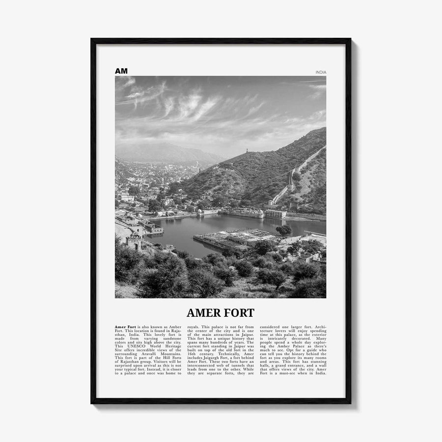 Amer Fort Print Black and White, Amer Fort Wall Art, Amer Fort Poster, Amer Fort Photo, Amer Fort Wall Décor, Amer Fort Map, India
