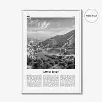 Amer Fort Print Black and White, Amer Fort Wall Art, Amer Fort Poster, Amer Fort Photo, Amer Fort Wall Décor, Amer Fort Map, India