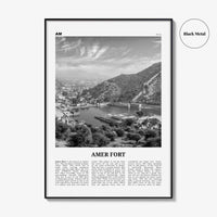 Amer Fort Print Black and White, Amer Fort Wall Art, Amer Fort Poster, Amer Fort Photo, Amer Fort Wall Décor, Amer Fort Map, India
