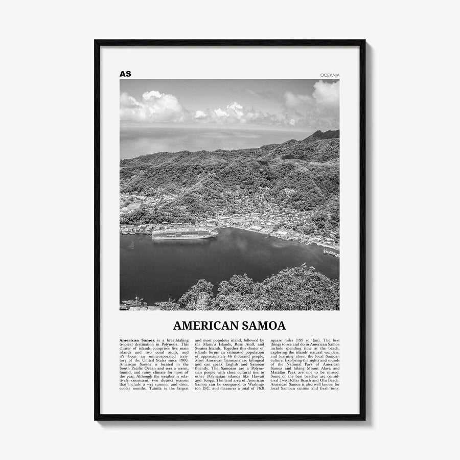 American Samoa Print Black and White, American Samoa Wall Art, American Samoa Poster, American Samoa Photo, American Samoa Wall Décor, USA