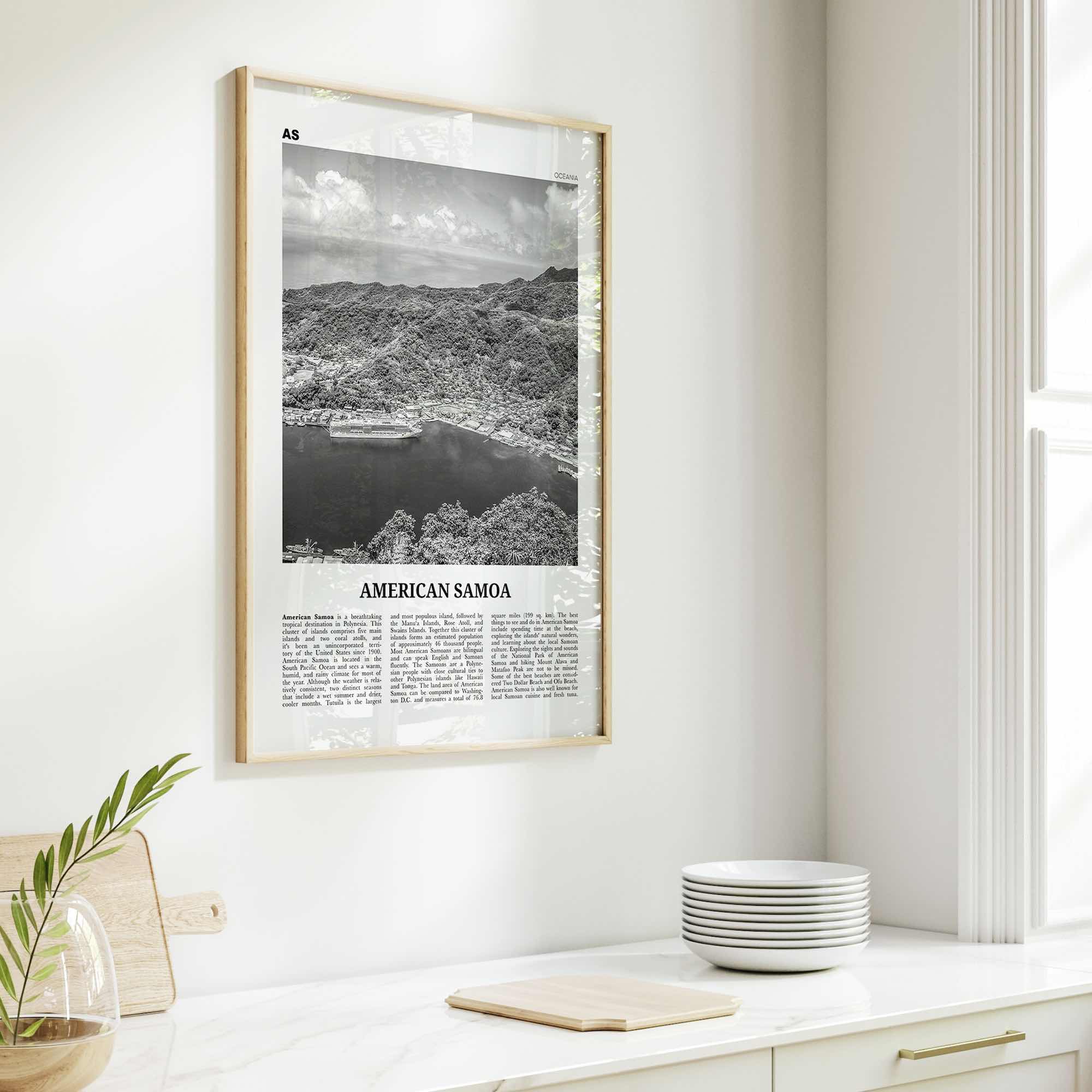 American Samoa Print Black and White, American Samoa Wall Art, American Samoa Poster, American Samoa Photo, American Samoa Wall Décor, USA