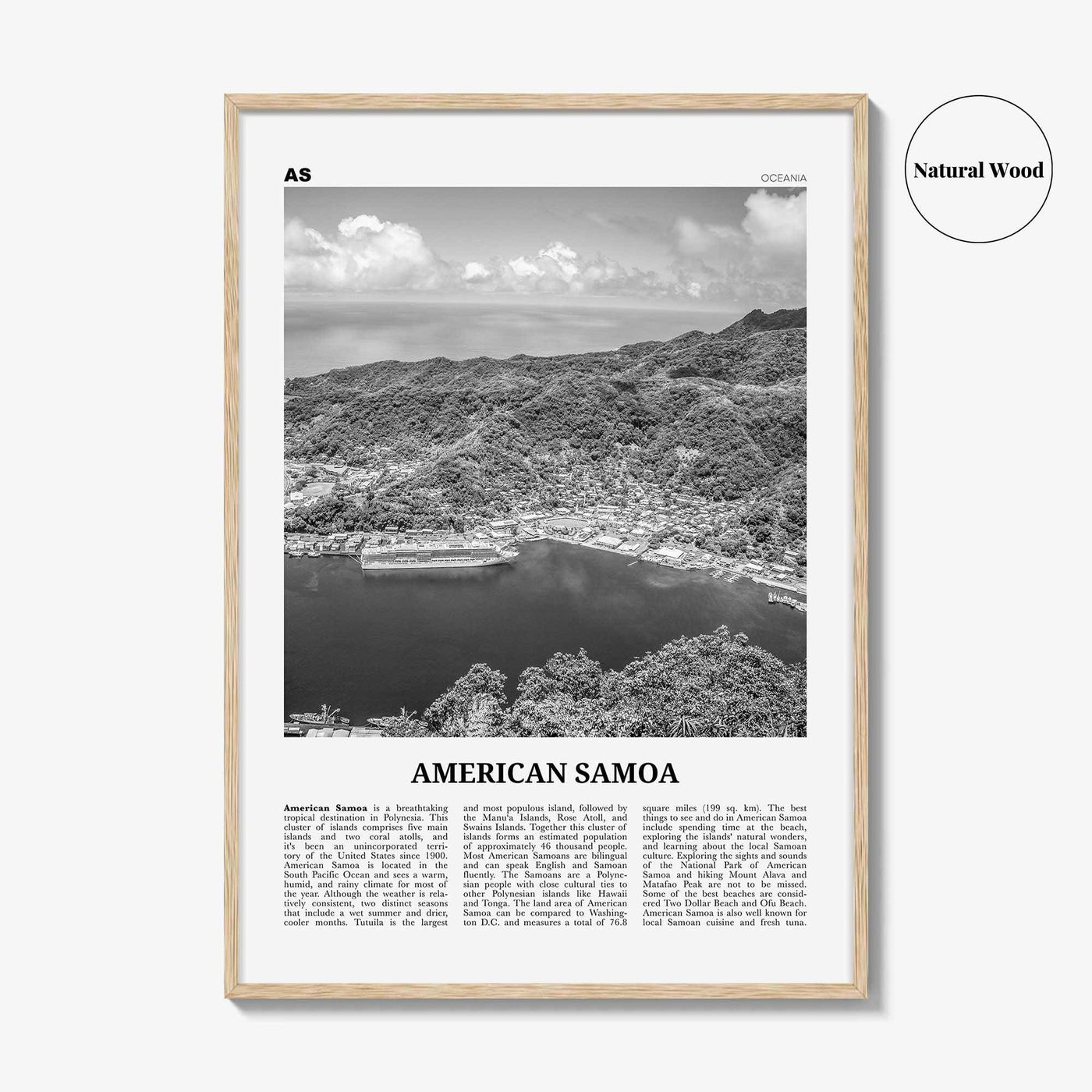 American Samoa Print Black and White, American Samoa Wall Art, American Samoa Poster, American Samoa Photo, American Samoa Wall Décor, USA