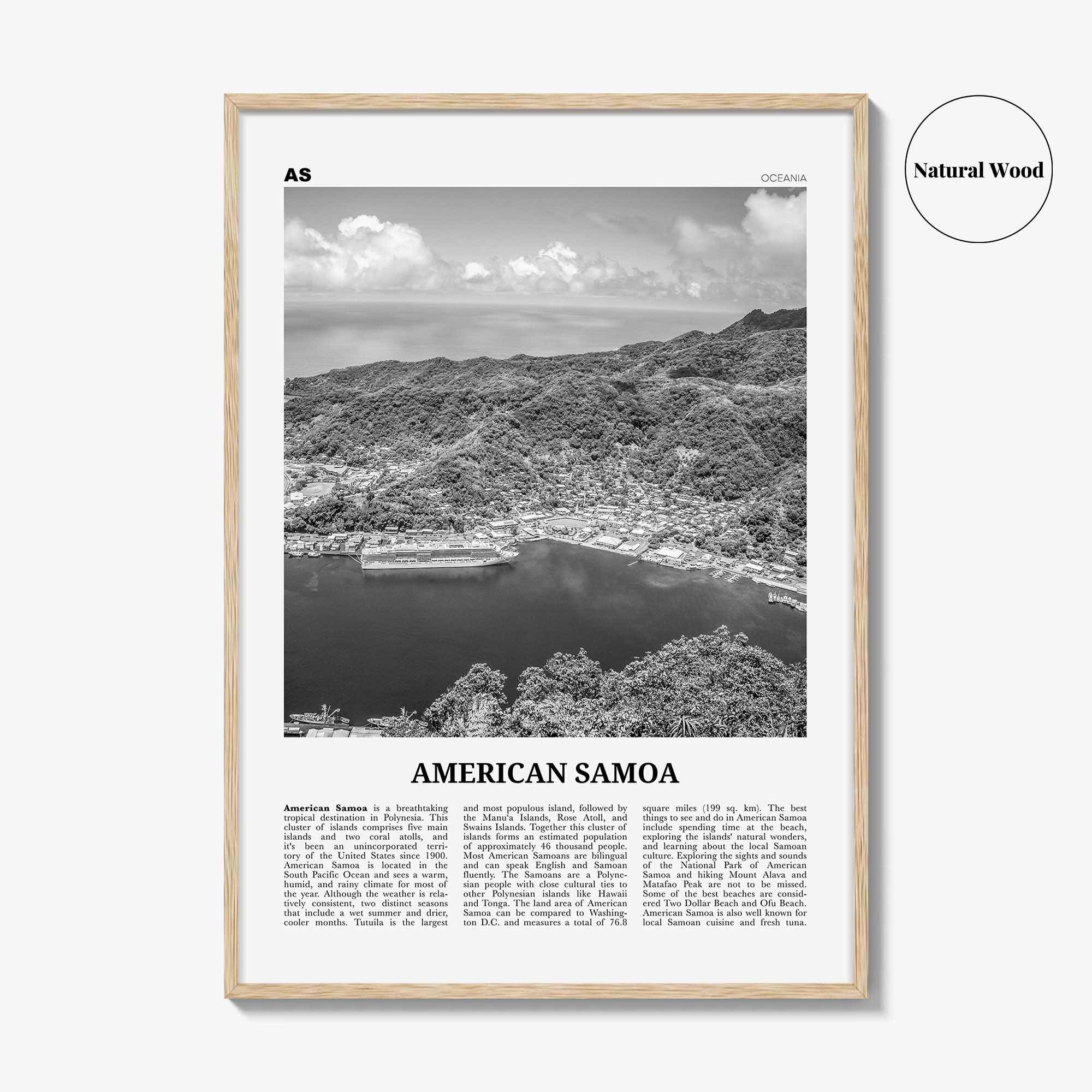 American Samoa Print Black and White, American Samoa Wall Art, American Samoa Poster, American Samoa Photo, American Samoa Wall Décor, USA