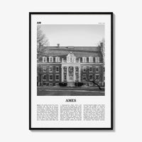 Ames Print Black and White, Ames Wall Art, Ames Poster, Ames Photo, Ames Map, Ames Wall Decor, Iowa, USA, United States