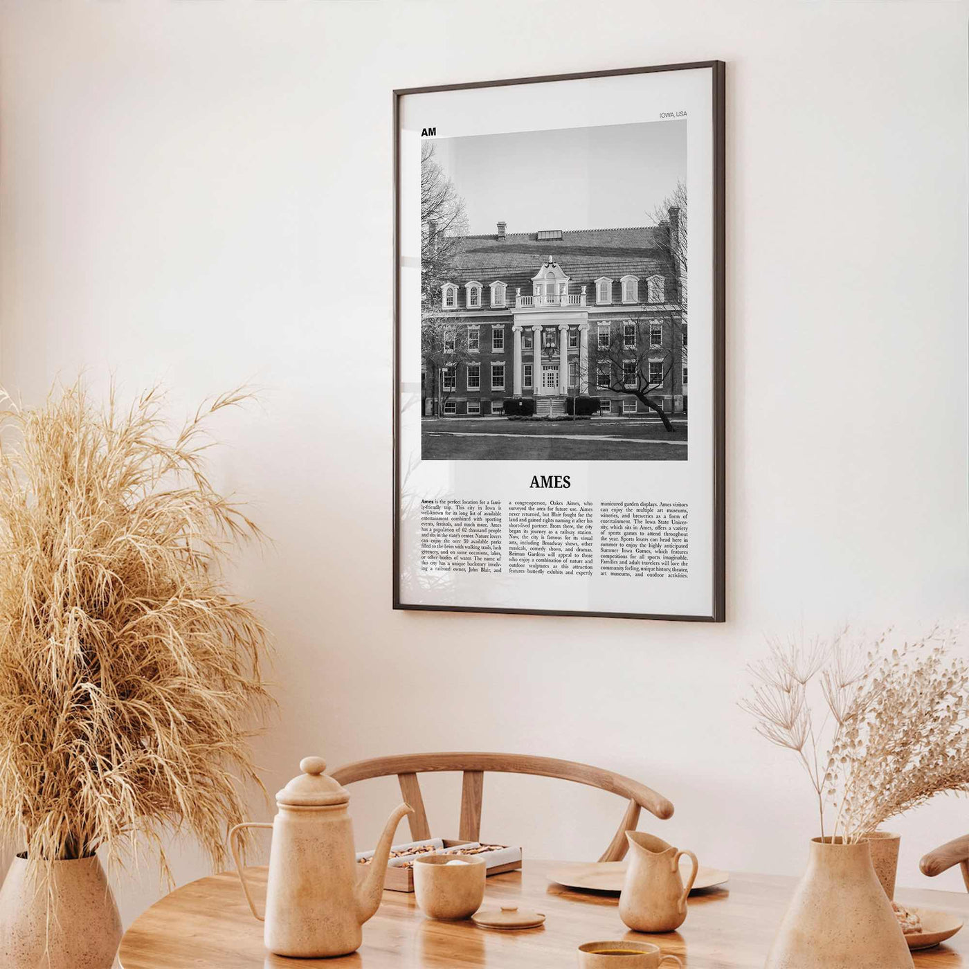 Ames Print Black and White, Ames Wall Art, Ames Poster, Ames Photo, Ames Map, Ames Wall Decor, Iowa, USA, United States