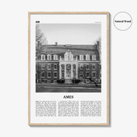 Ames Print Black and White, Ames Wall Art, Ames Poster, Ames Photo, Ames Map, Ames Wall Decor, Iowa, USA, United States