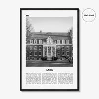 Ames Print Black and White, Ames Wall Art, Ames Poster, Ames Photo, Ames Map, Ames Wall Decor, Iowa, USA, United States