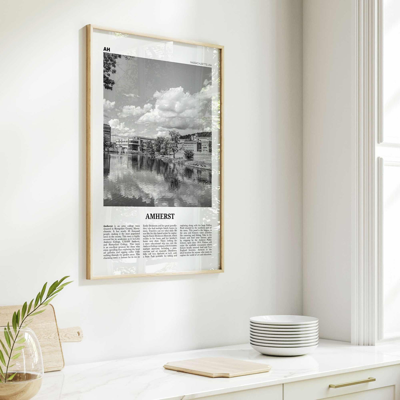 Amherst Print Black and White, Amherst Wall Art, Amherst Poster, Amherst Photo, Amherst Map, Amherst Wall Decor, Massachusetts, USA