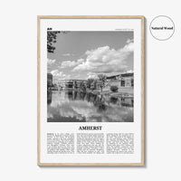 Amherst Print Black and White, Amherst Wall Art, Amherst Poster, Amherst Photo, Amherst Map, Amherst Wall Decor, Massachusetts, USA