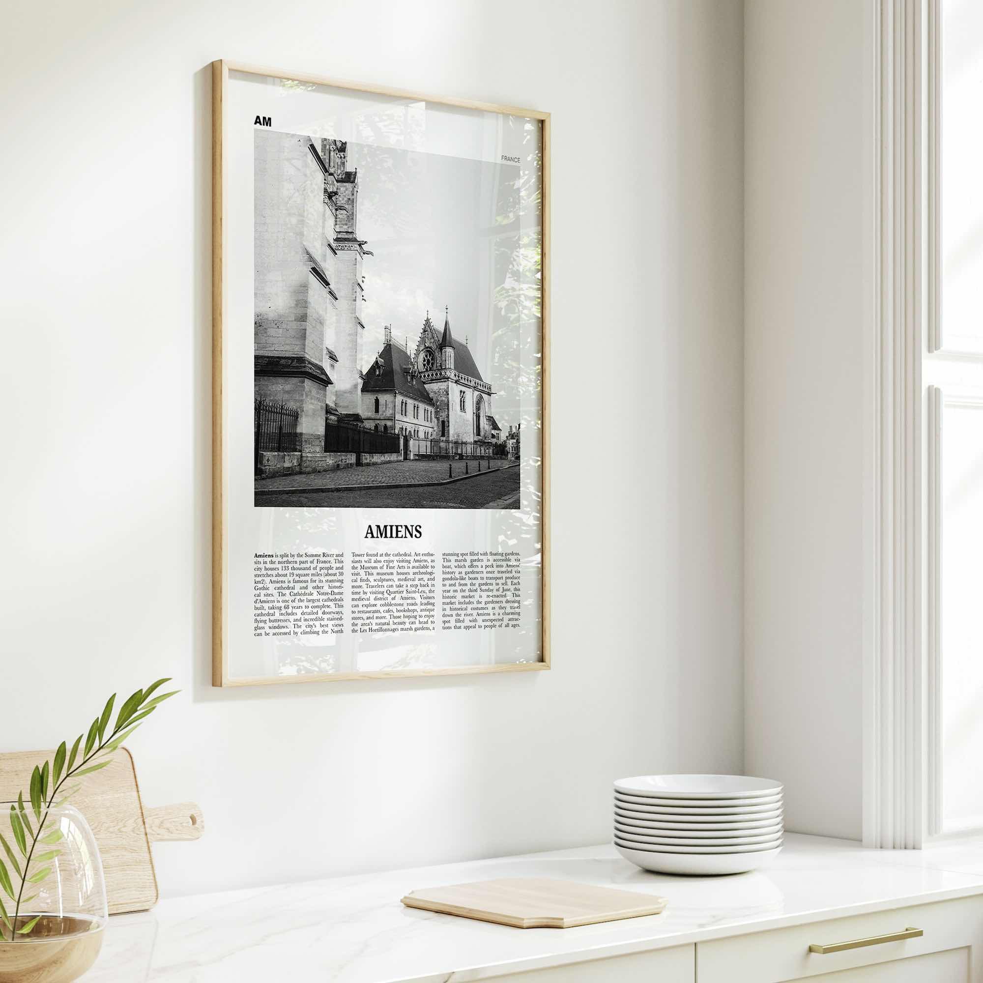 Amiens Print Black and White, Amiens Wall Art, Amiens Poster, Amiens Photo, Amiens Wall Décor, Amiens Map, France