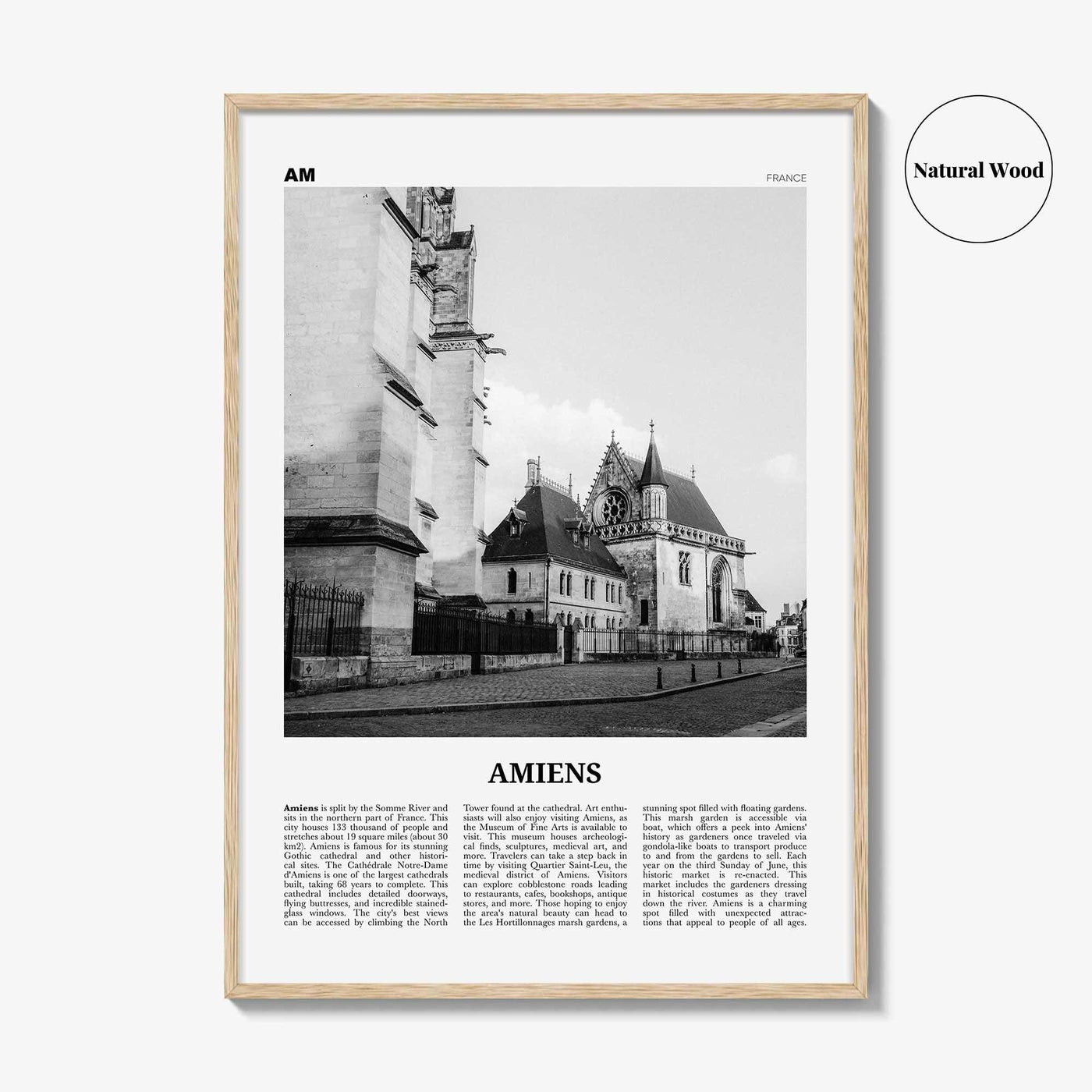 Amiens Print Black and White, Amiens Wall Art, Amiens Poster, Amiens Photo, Amiens Wall Décor, Amiens Map, France
