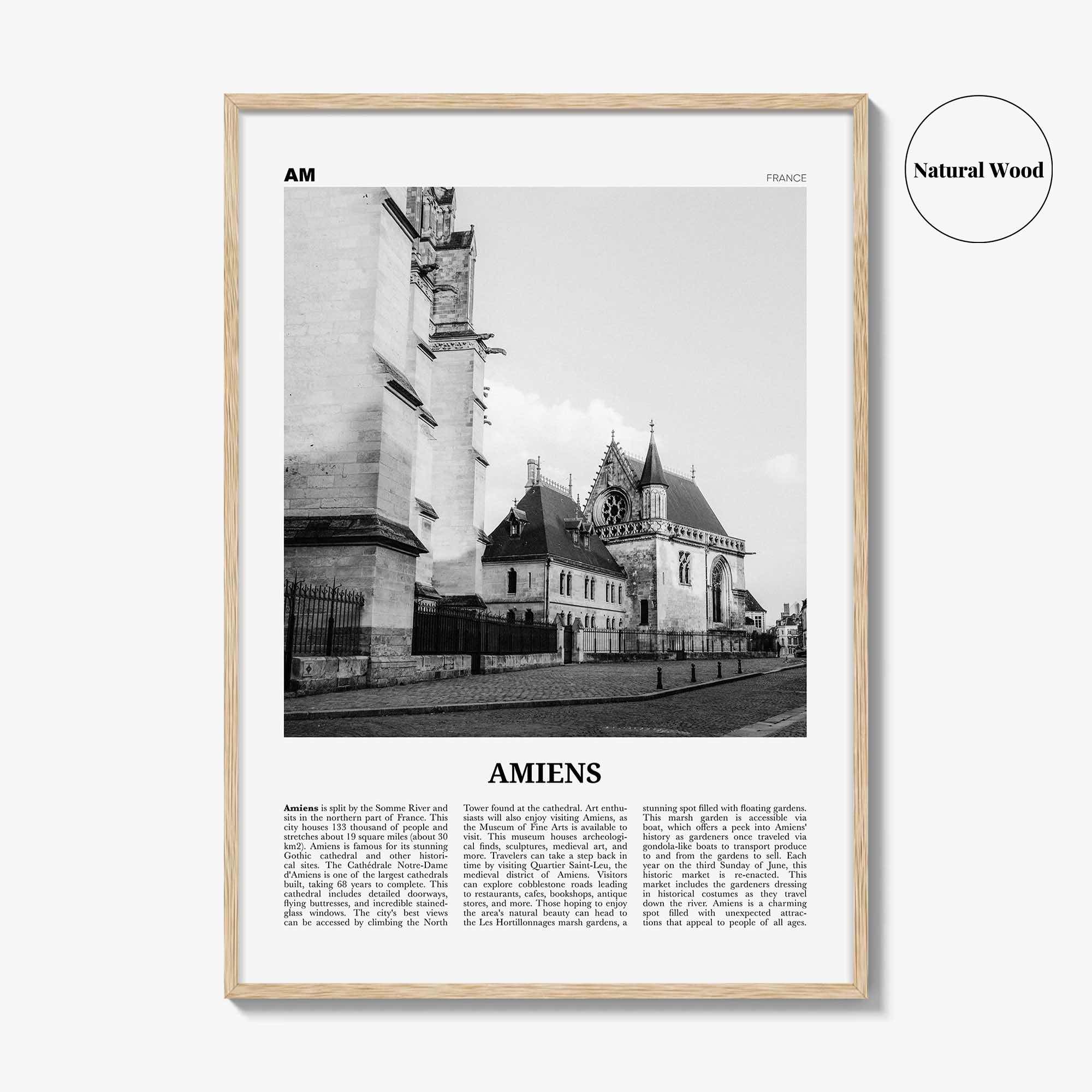 Amiens Print Black and White, Amiens Wall Art, Amiens Poster, Amiens Photo, Amiens Wall Décor, Amiens Map, France
