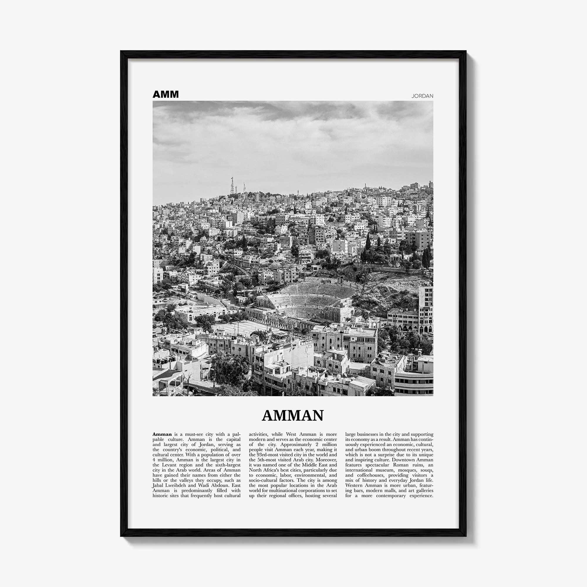 Amman Print Black and White, Amman Wall Art, Amman Poster, Amman Photo, Amman Wall Decor, City Art Print, Jordan Poster Print, Middle East