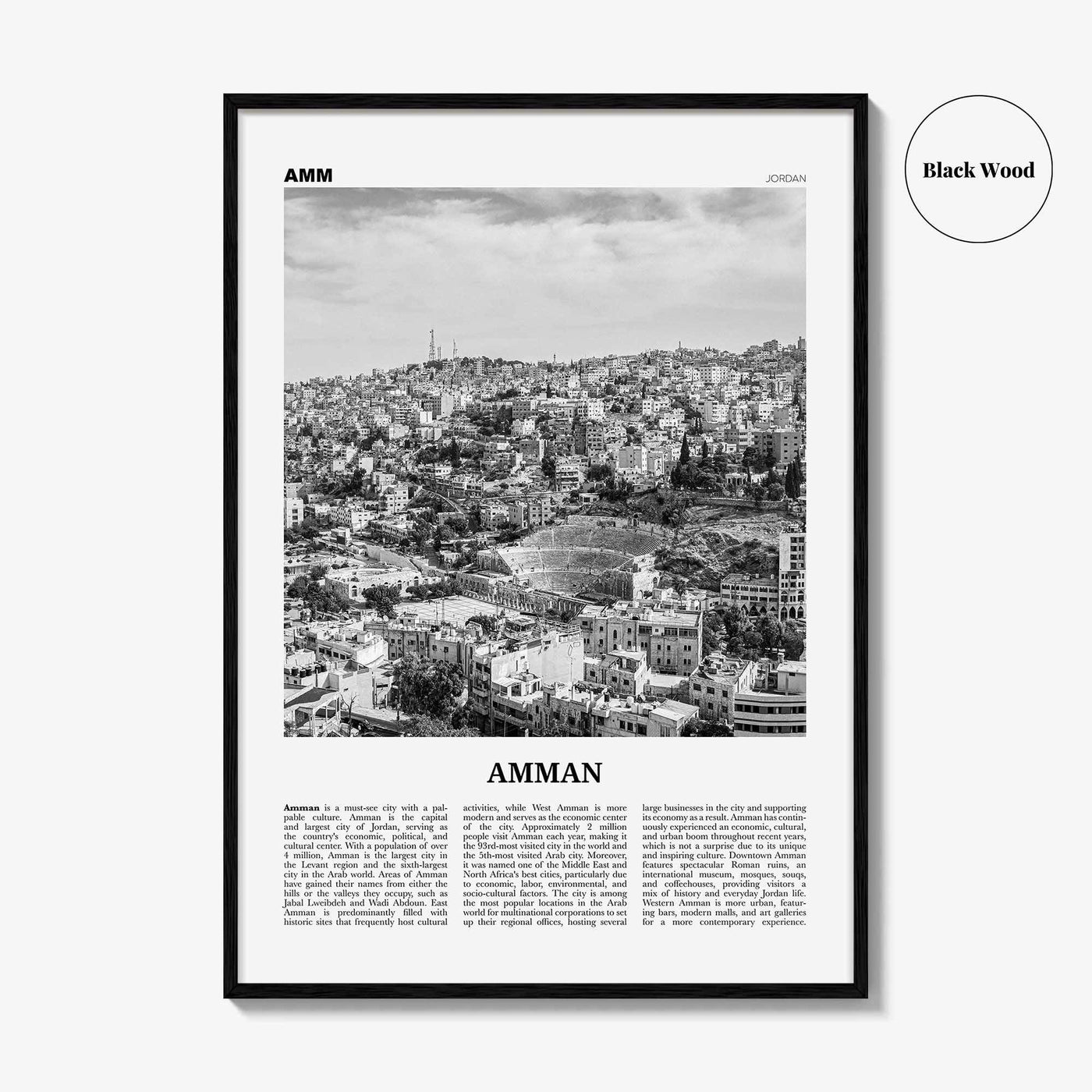 Amman Print Black and White, Amman Wall Art, Amman Poster, Amman Photo, Amman Wall Decor, City Art Print, Jordan Poster Print, Middle East