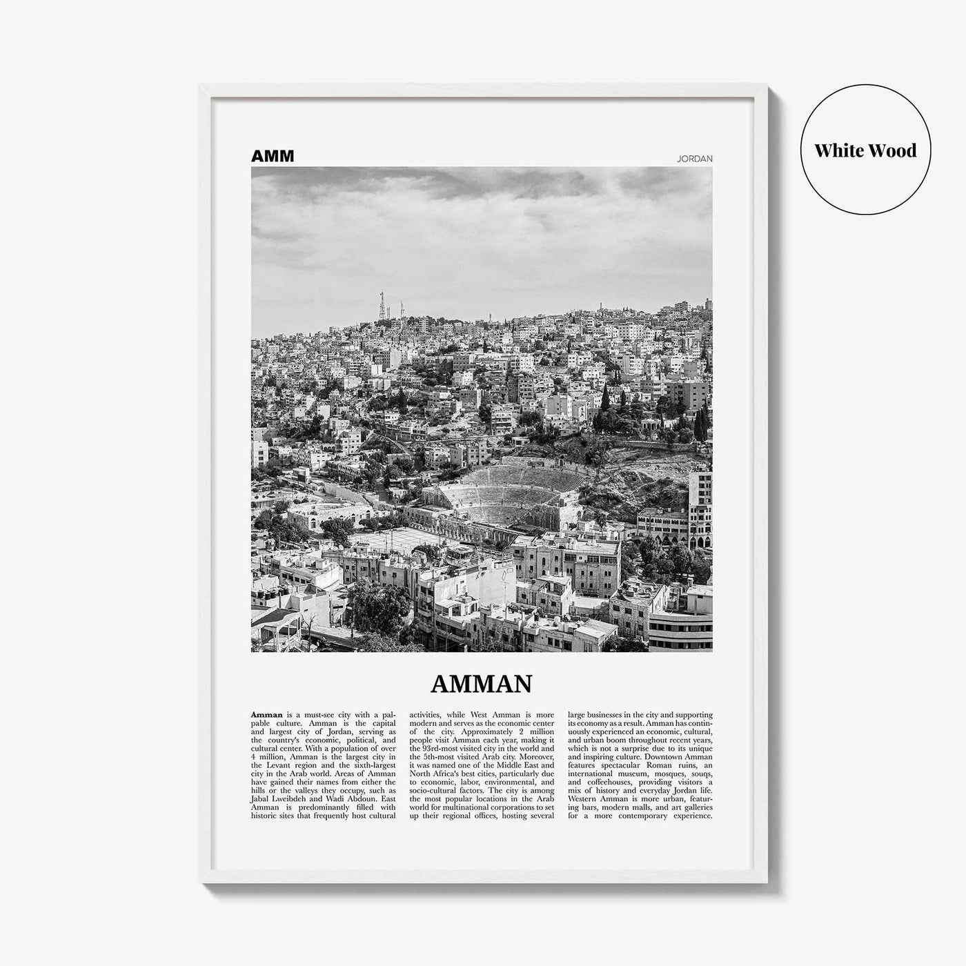 Amman Print Black and White, Amman Wall Art, Amman Poster, Amman Photo, Amman Wall Decor, City Art Print, Jordan Poster Print, Middle East
