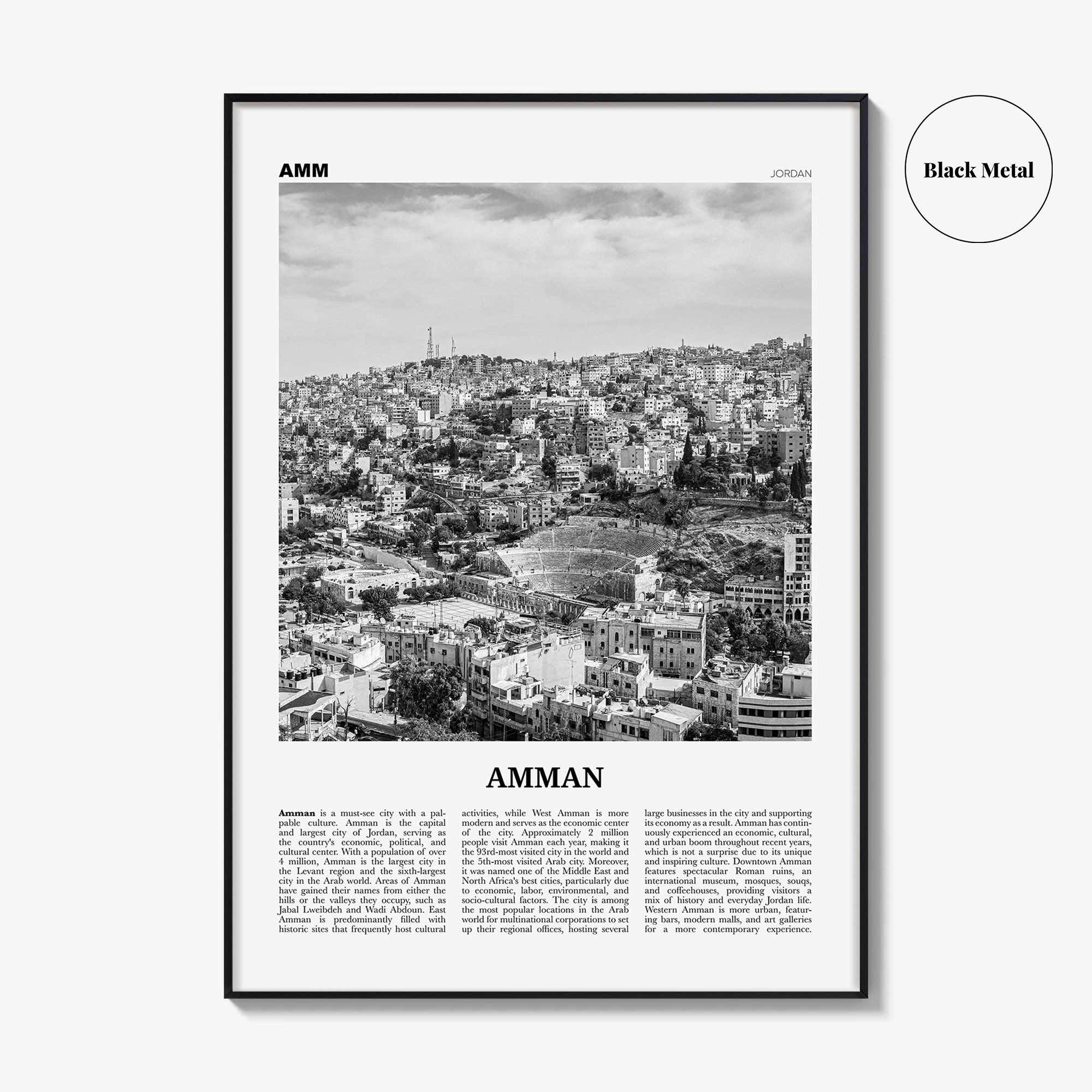 Amman Print Black and White, Amman Wall Art, Amman Poster, Amman Photo, Amman Wall Decor, City Art Print, Jordan Poster Print, Middle East