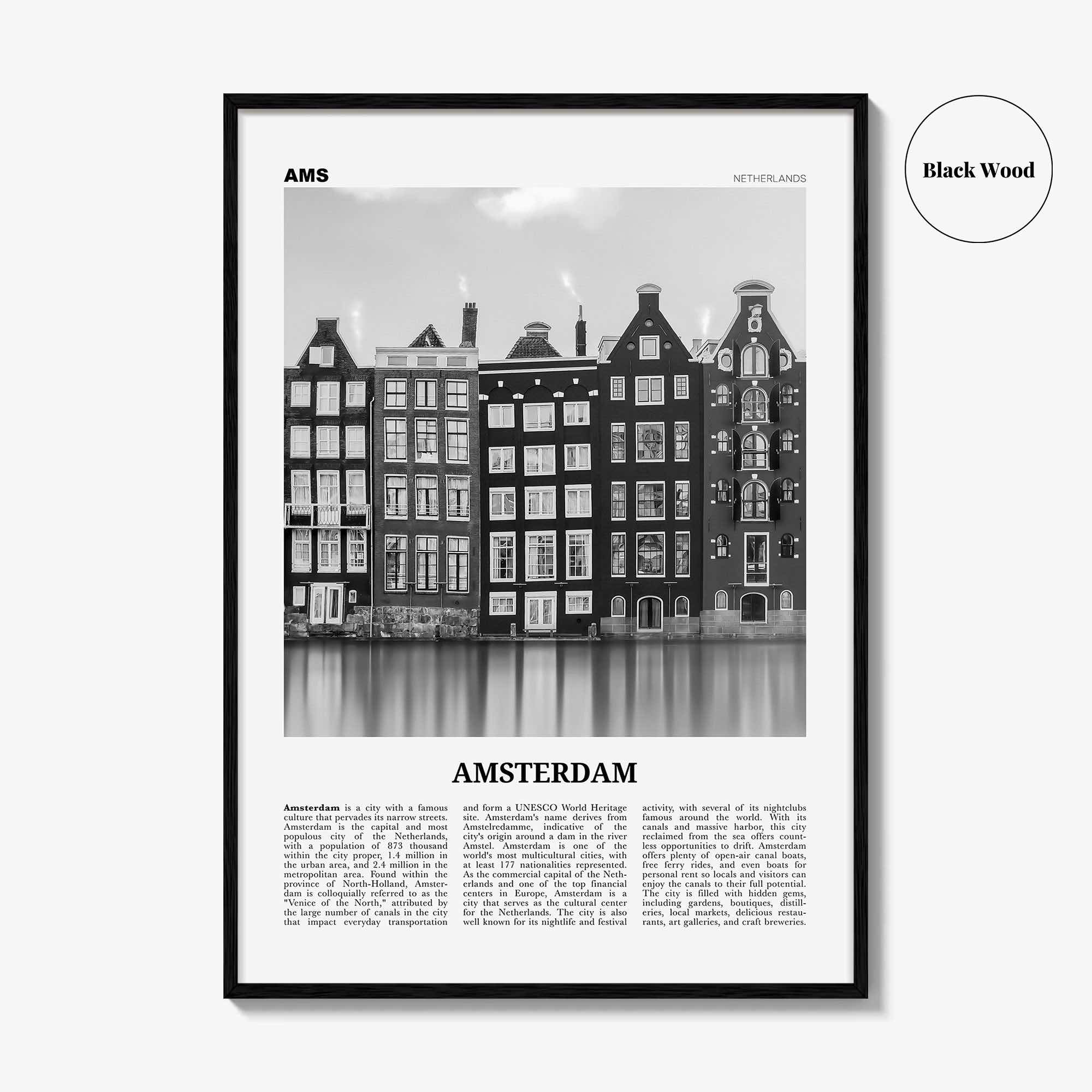 Amsterdam Print Black and White No 1, Amsterdam Wall Art, Amsterdam Poster, Amsterdam Photo, Netherlands, Nederland, Holland, Europe
