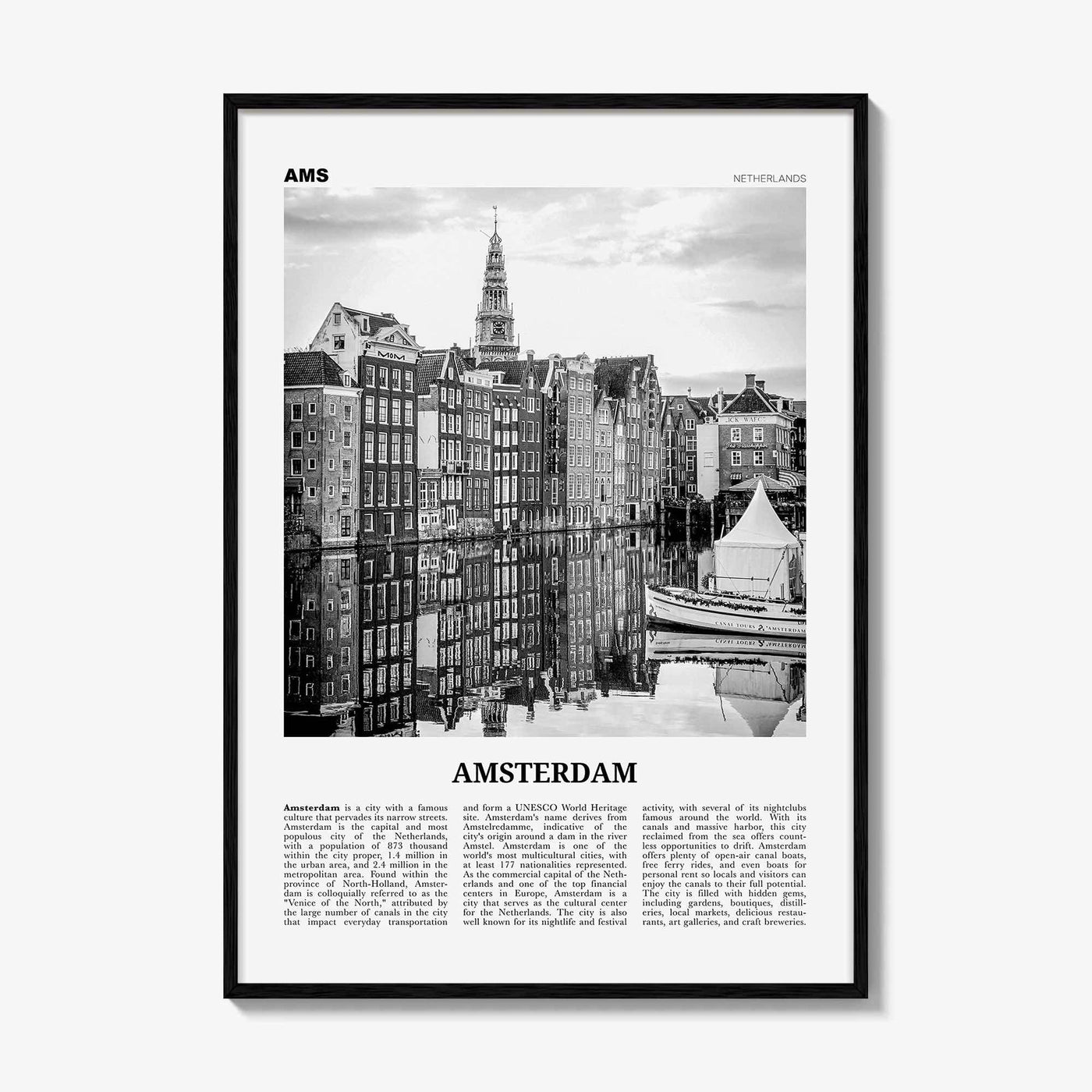 Amsterdam Print Black and White No 3, Amsterdam Wall Art, Amsterdam Poster, Amsterdam Photo, Netherlands, Nederland, Holland, Europe