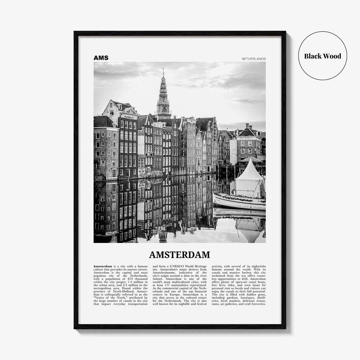 Amsterdam Print Black and White No 3, Amsterdam Wall Art, Amsterdam Poster, Amsterdam Photo, Netherlands, Nederland, Holland, Europe