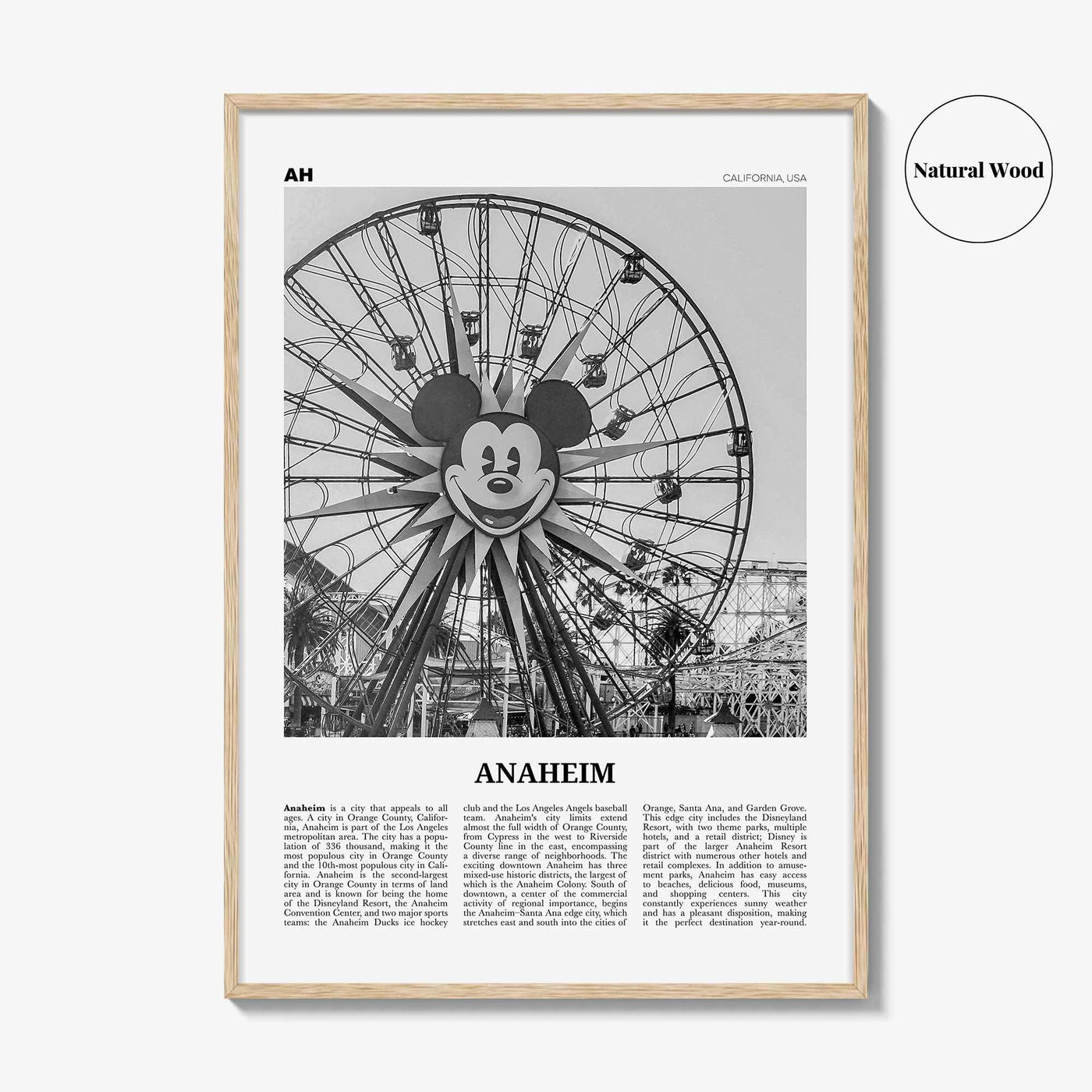 Anaheim Print Black and White No 1, Anaheim Wall Art, Anaheim Poster, Anaheim Photo, California, USA, United States, North America