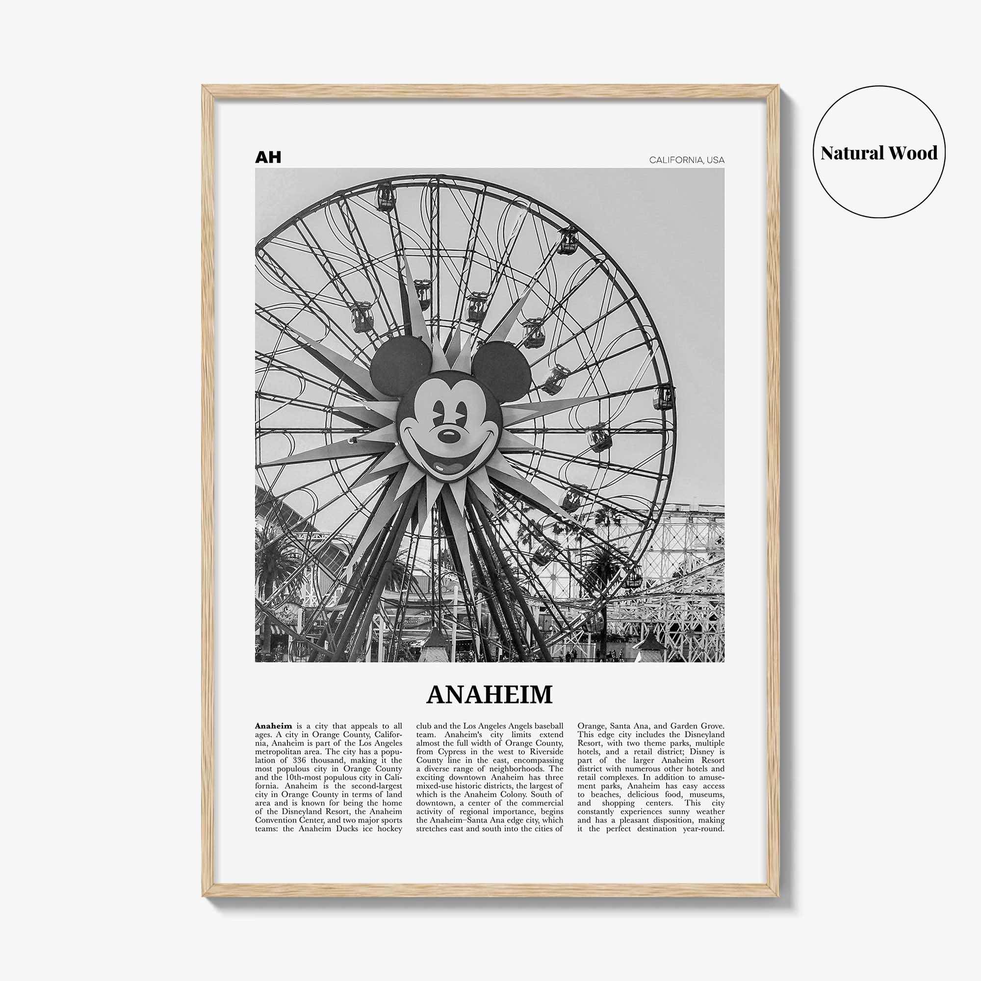 Anaheim Print Black and White No 1, Anaheim Wall Art, Anaheim Poster, Anaheim Photo, California, USA, United States, North America