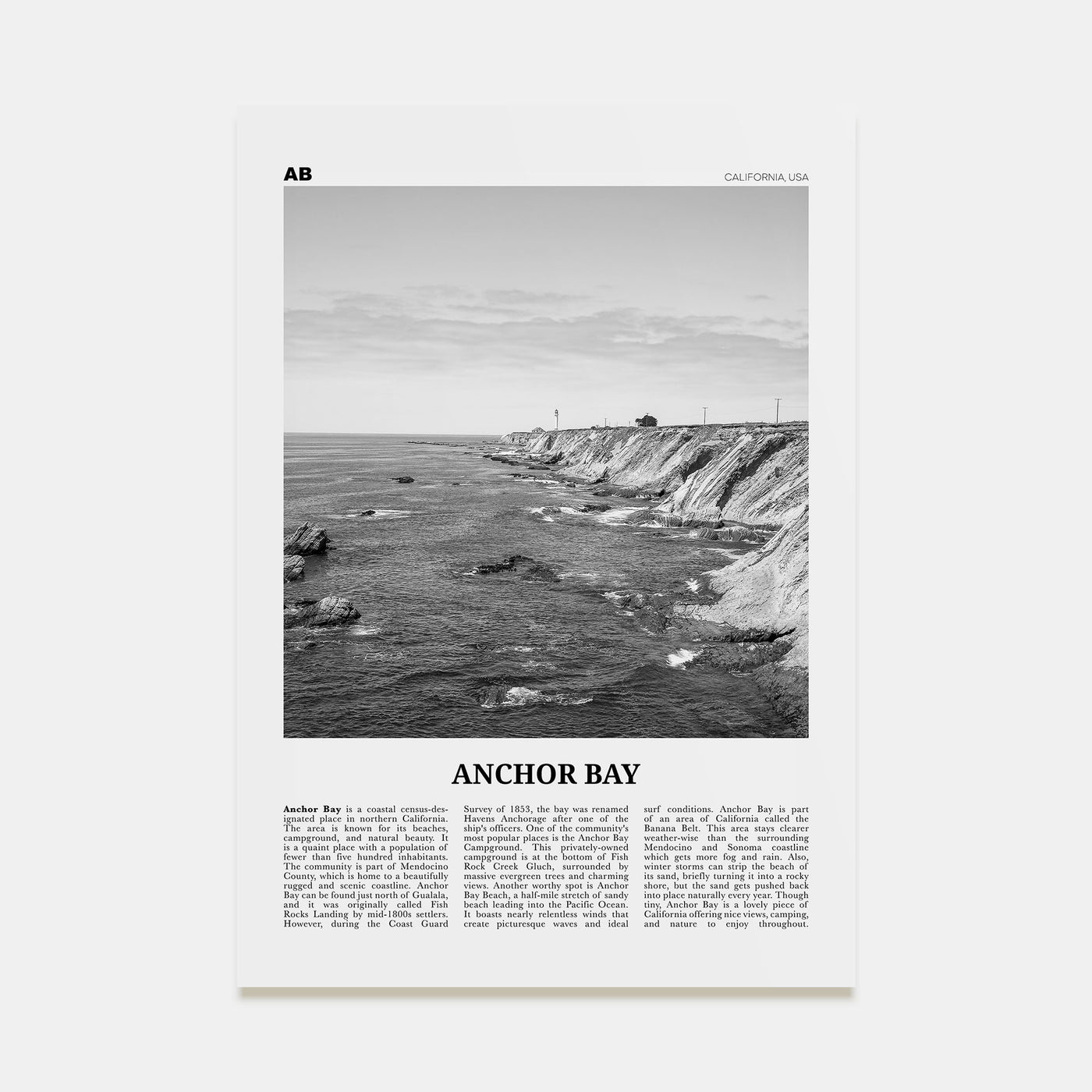 Anchor Bay Travel B&W Poster